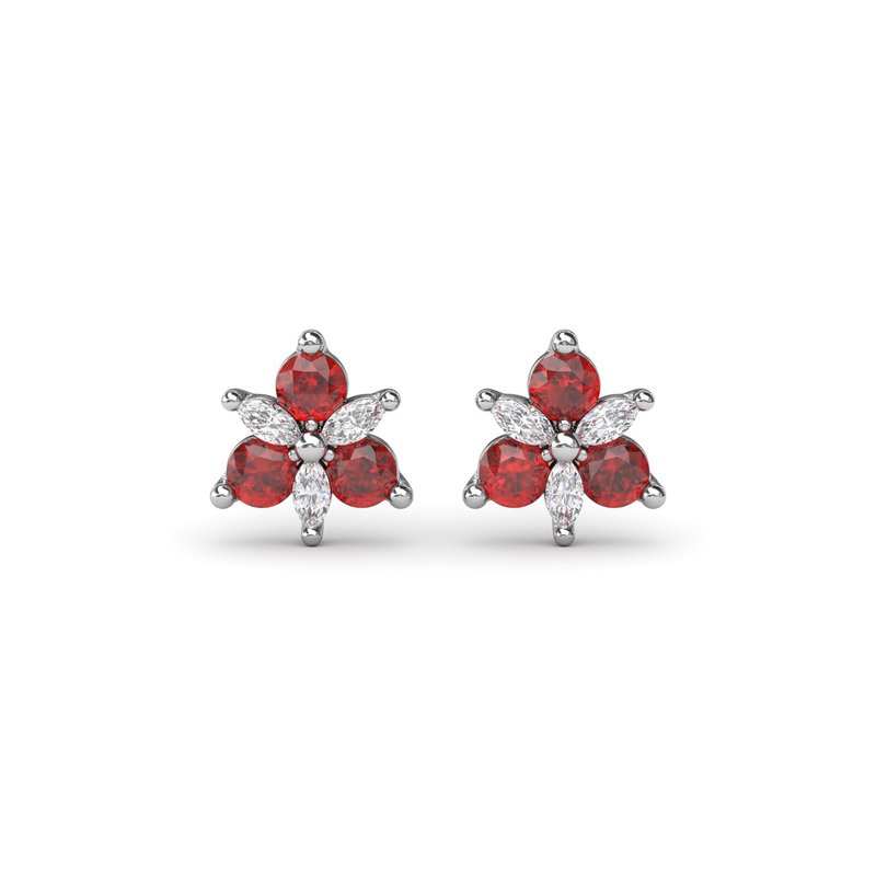 Trio Stud Ruby and Diamond Earrings ER1894R - TBird