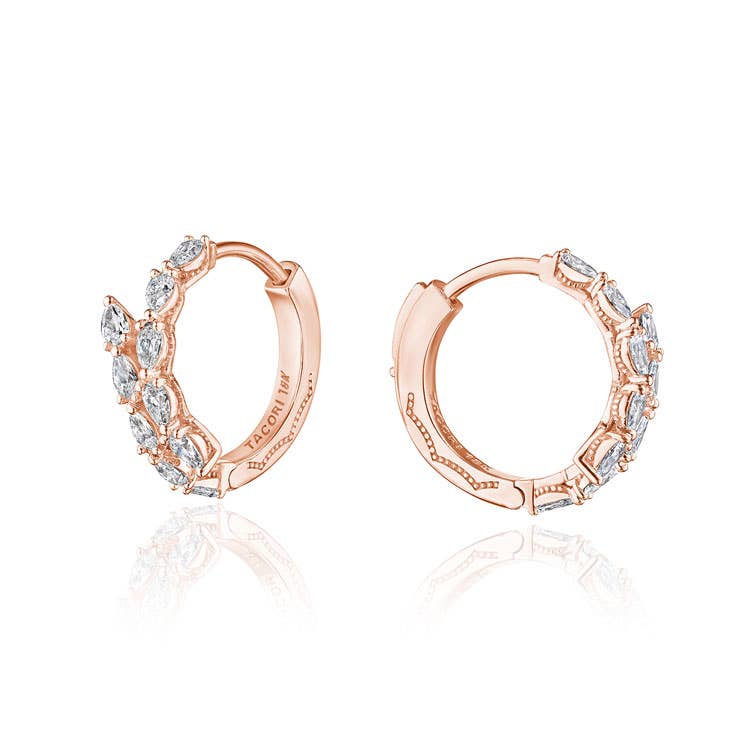 Stilla | Medium Hoop Pear Diamond Earrings in 18k Rose Gold FE831PK
