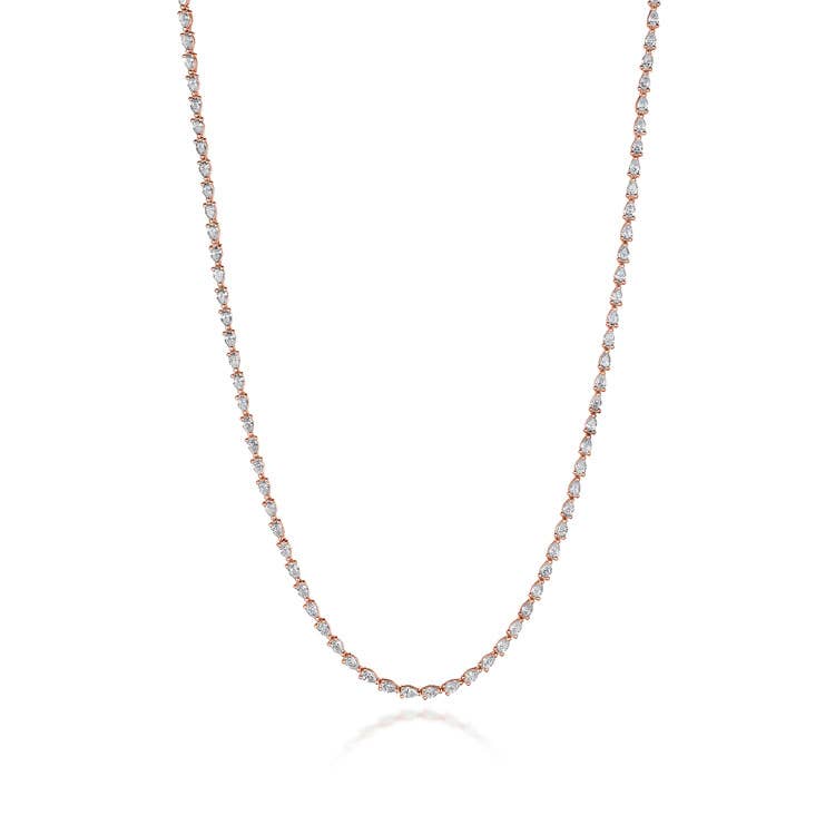 Stilla | Pear Diamond Tennis Necklace in 18k Rose Gold FN66916PK