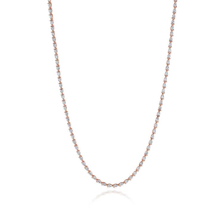 Stilla | Pear Diamond Tennis Necklace in 18k Rose Gold FN66916PK