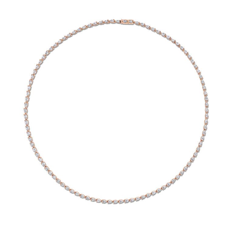 Stilla | Pear Diamond Tennis Necklace in 18k Rose Gold FN66916PK