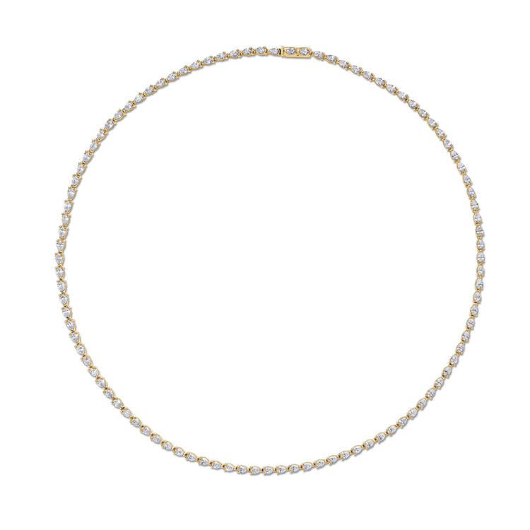 Stilla | Pear Diamond Tennis Necklace in 18k Yellow Gold FN66916Y
