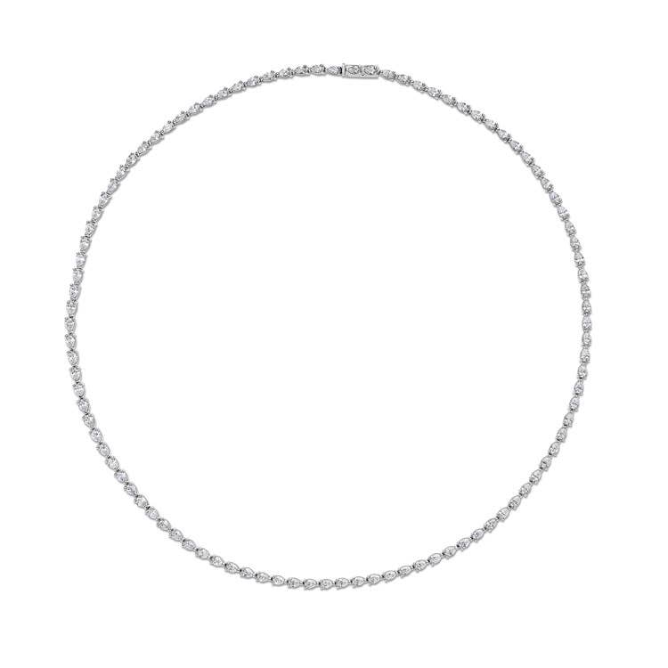 Stilla | Pear Diamond Tennis Necklace in 18k White Gold FN66916
