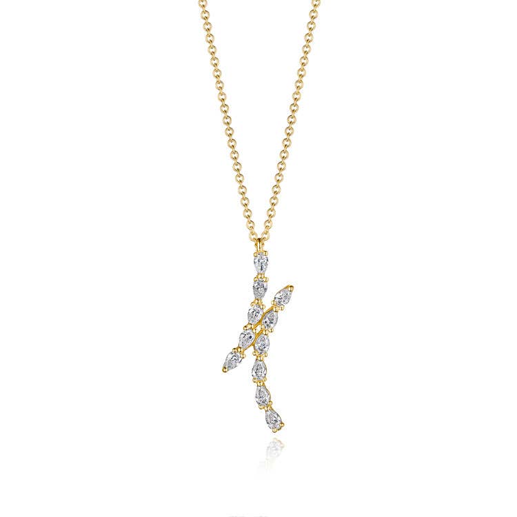 Stilla | Pear Diamond Pendant in 18k Yellow Gold FP829Y