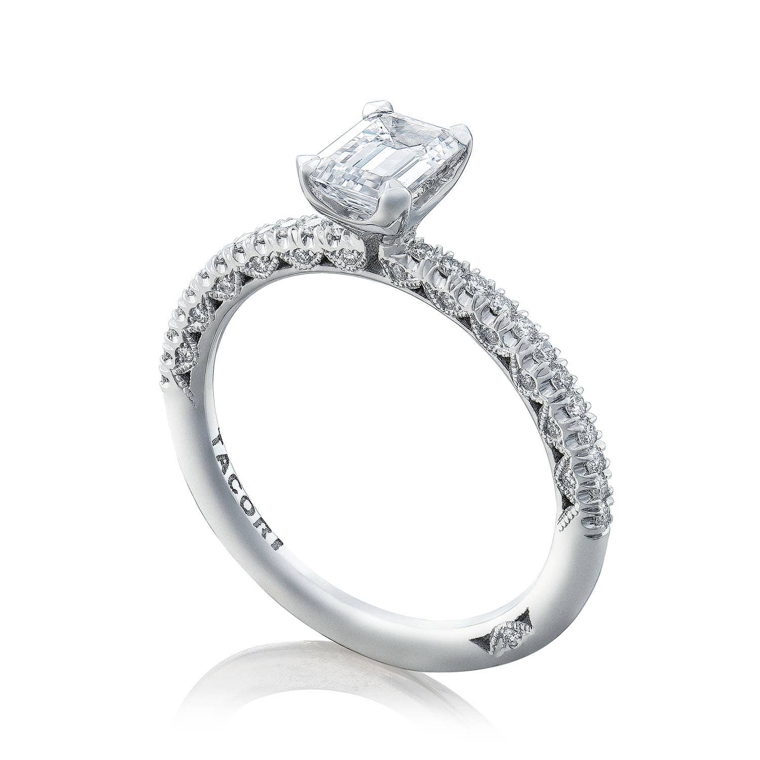 Petite Crescent | Emerald Solitaire Engagement Ring HT254515EC65X45