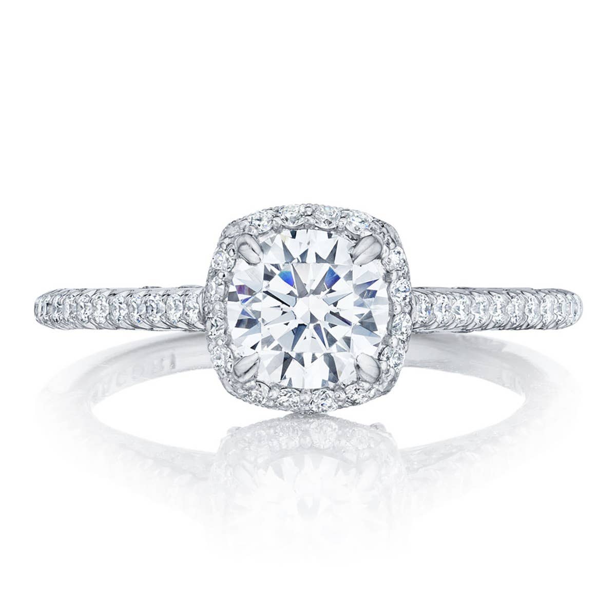 Petite Crescent | Round with Cushion Bloom Engagement Ring HT254715CU65