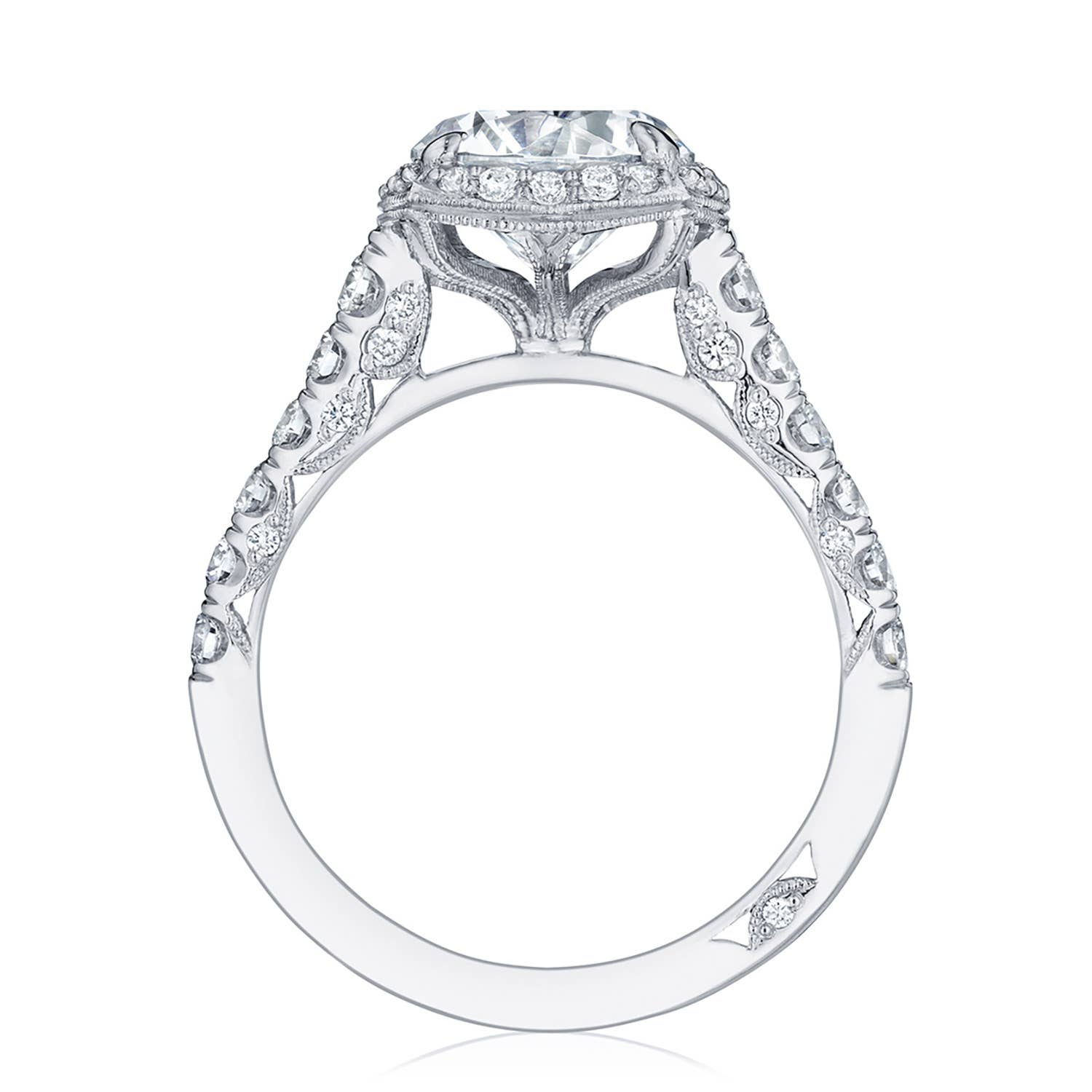 Petite Crescent | Round with Cushion Bloom Engagement Ring HT254725CU85