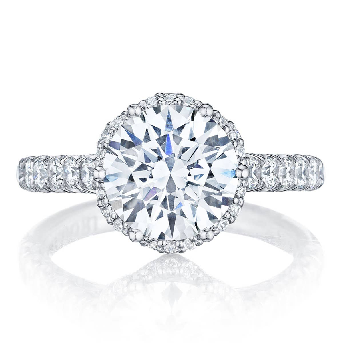 Petite Crescent | Round Bloom Engagement Ring HT254725RD8