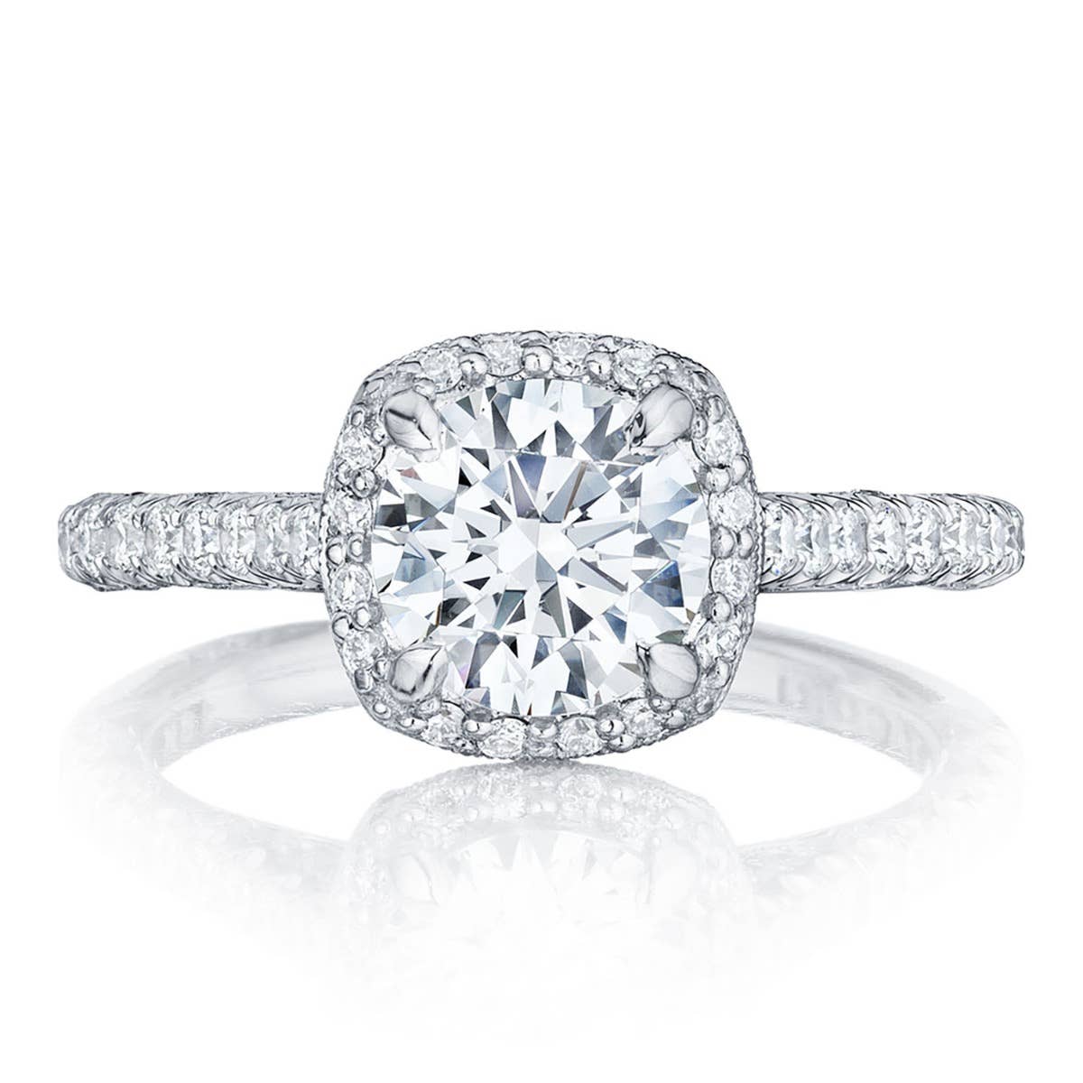 Petite Crescent | Round with Cushion Bloom Engagement Ring HT2547CU65