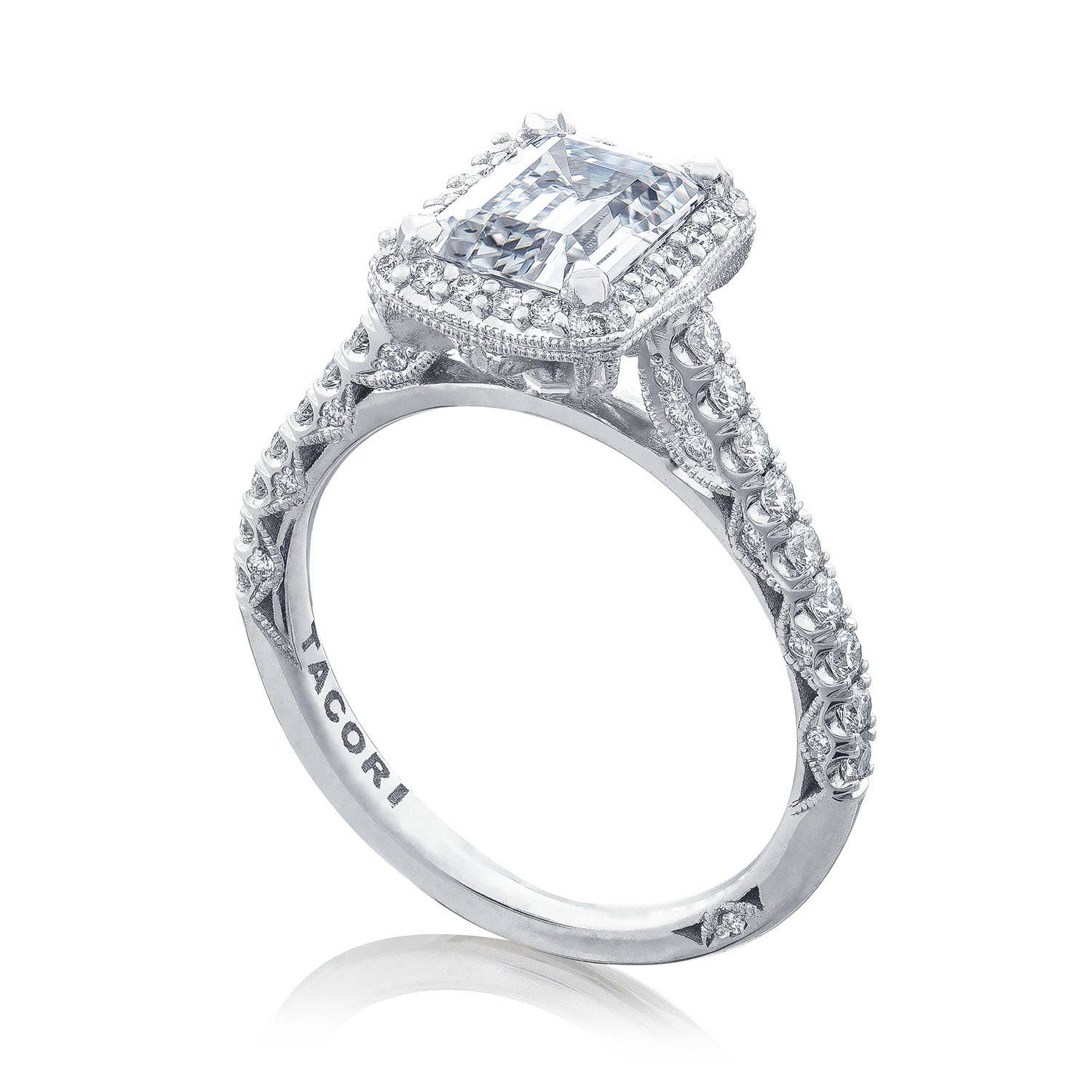 Petite Crescent | Emerald Bloom Engagement Ring HT2547EC8X6