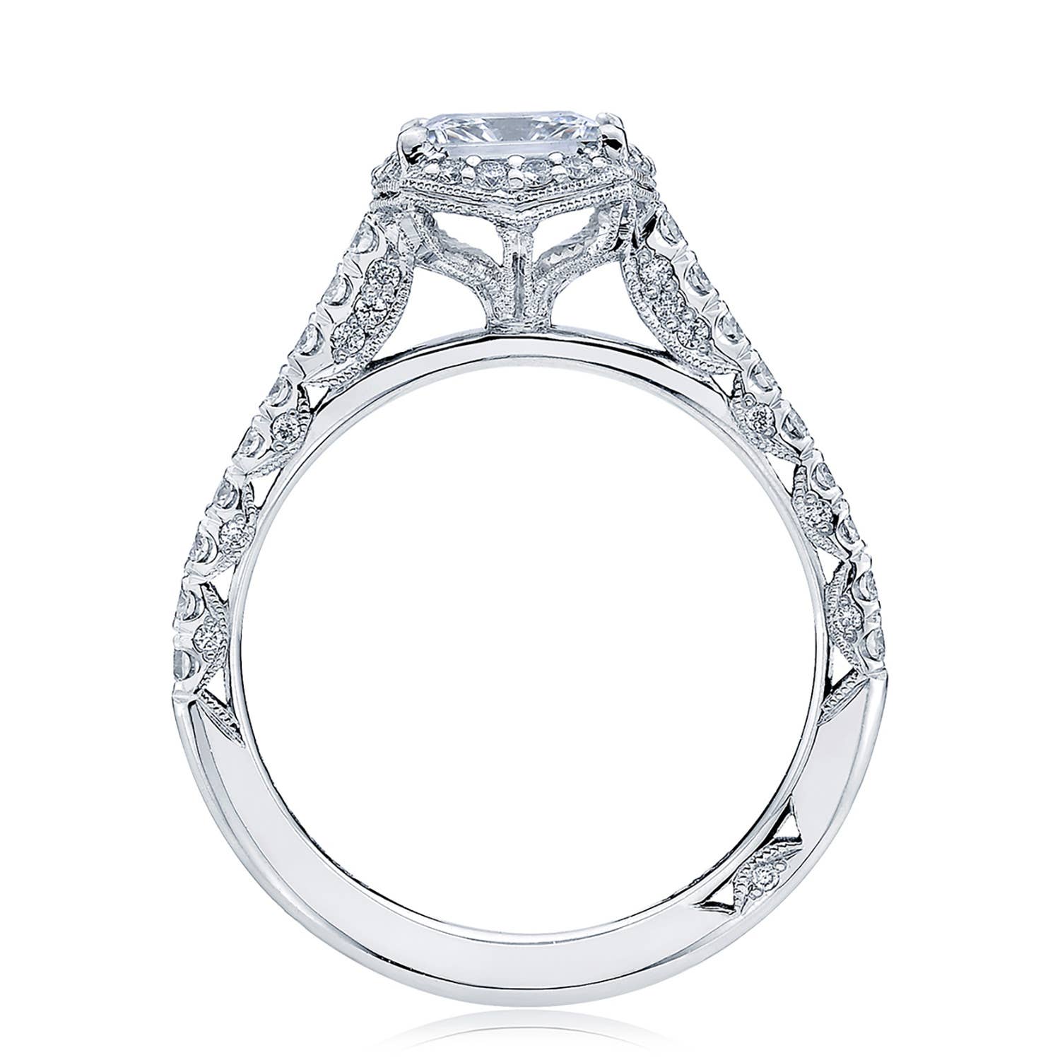 Petite Crescent | Princess with Cushion Bloom Engagement Ring HT2547PR6