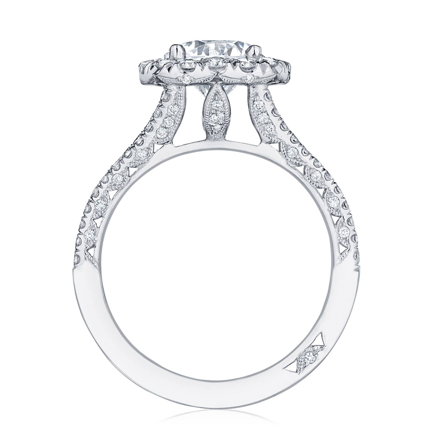 Petite Crescent | Round with Cushion Bloom Engagement Ring HT2548CU75