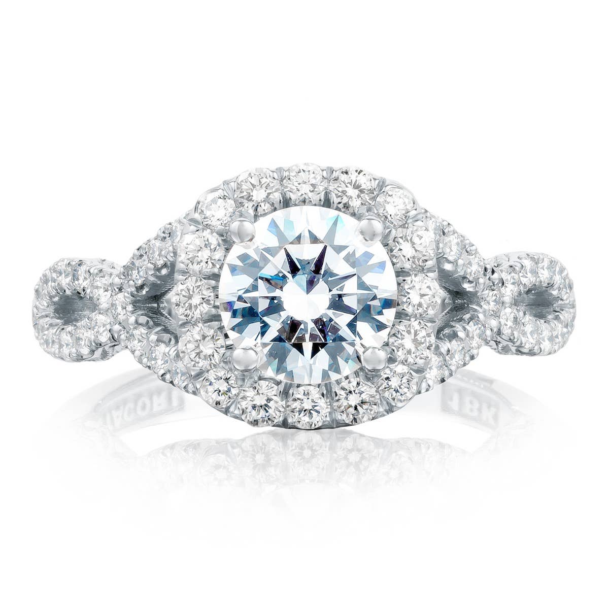 Petite Crescent | Round with Cushion Bloom Engagement Ring HT2549CU65