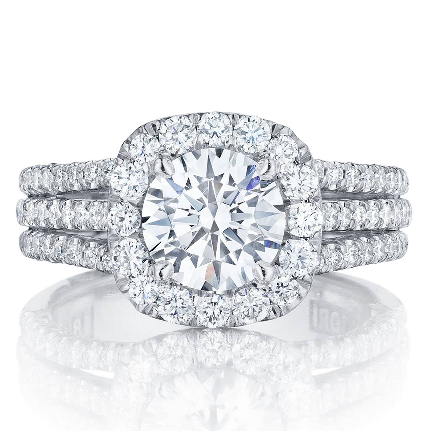 Petite Crescent | Round with Cushion Bloom Engagement Ring HT2551CU75