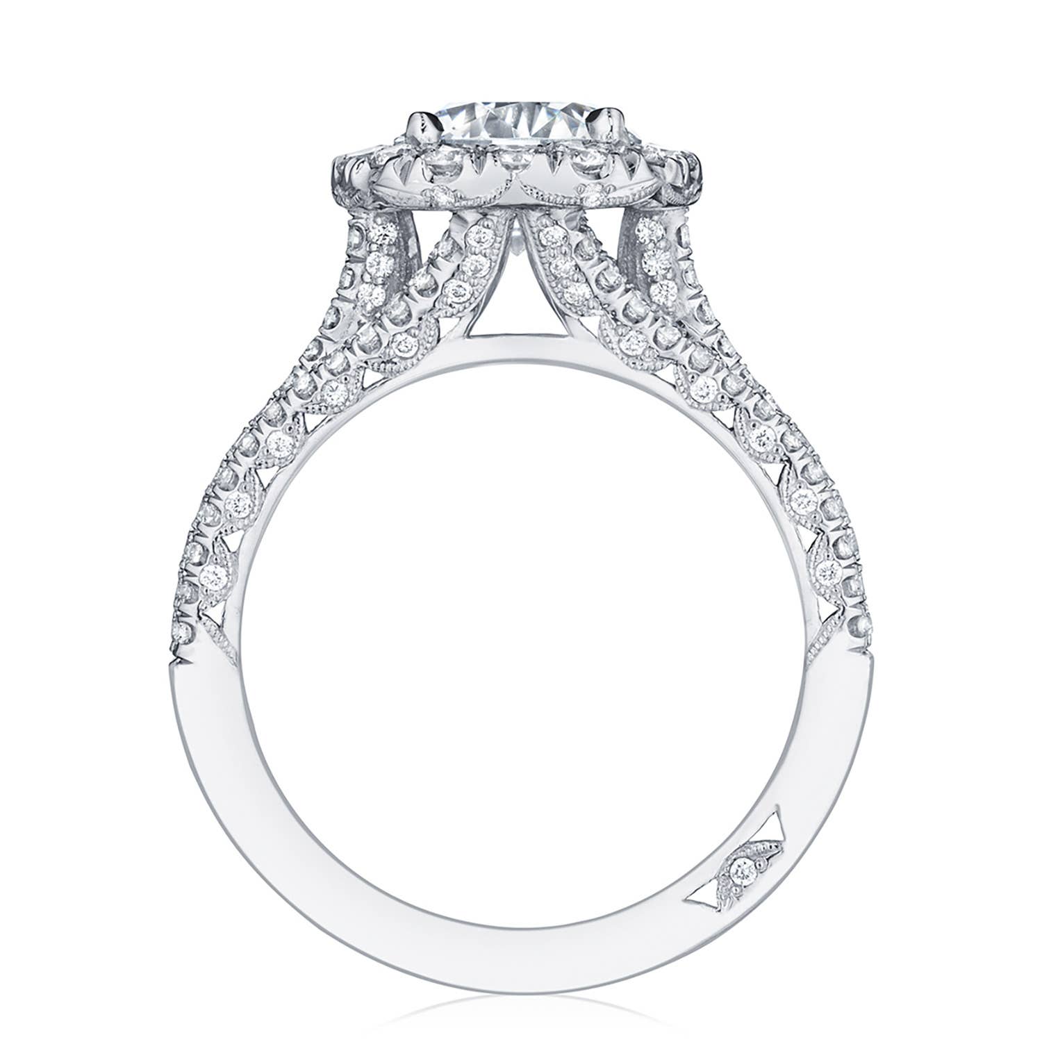 Petite Crescent | Round with Cushion Bloom Engagement Ring HT2551CU75