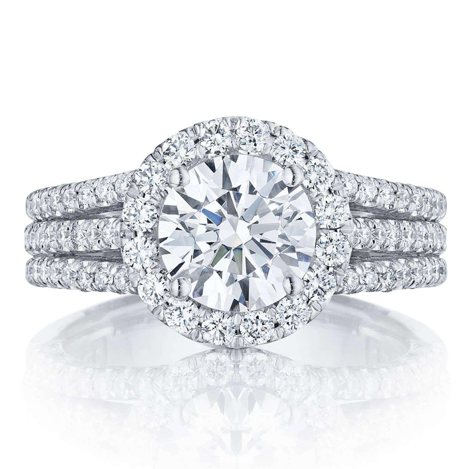 Petite Crescent | Round Bloom Engagement Ring HT2551RD75