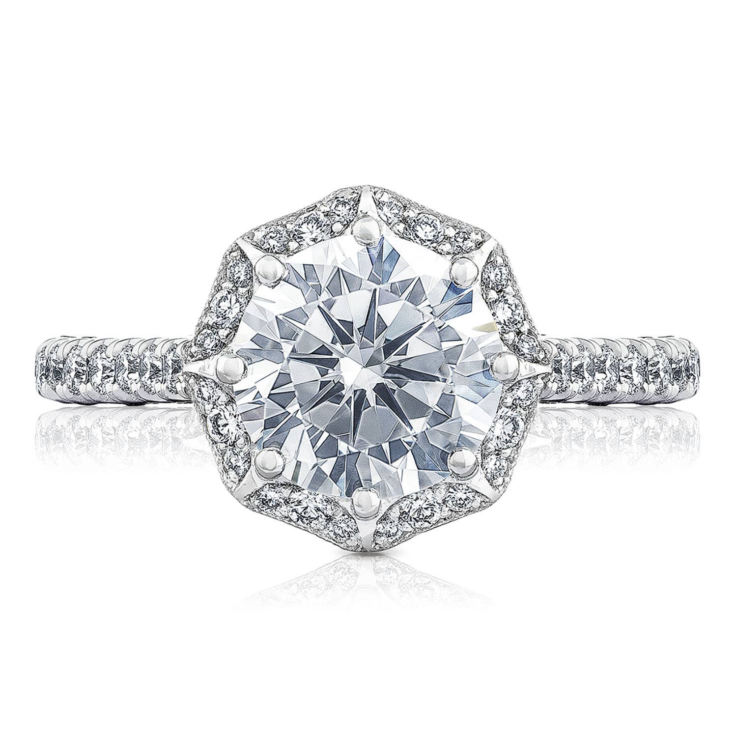 Petite Crescent | Round Bloom Engagement Ring HT2555RD65