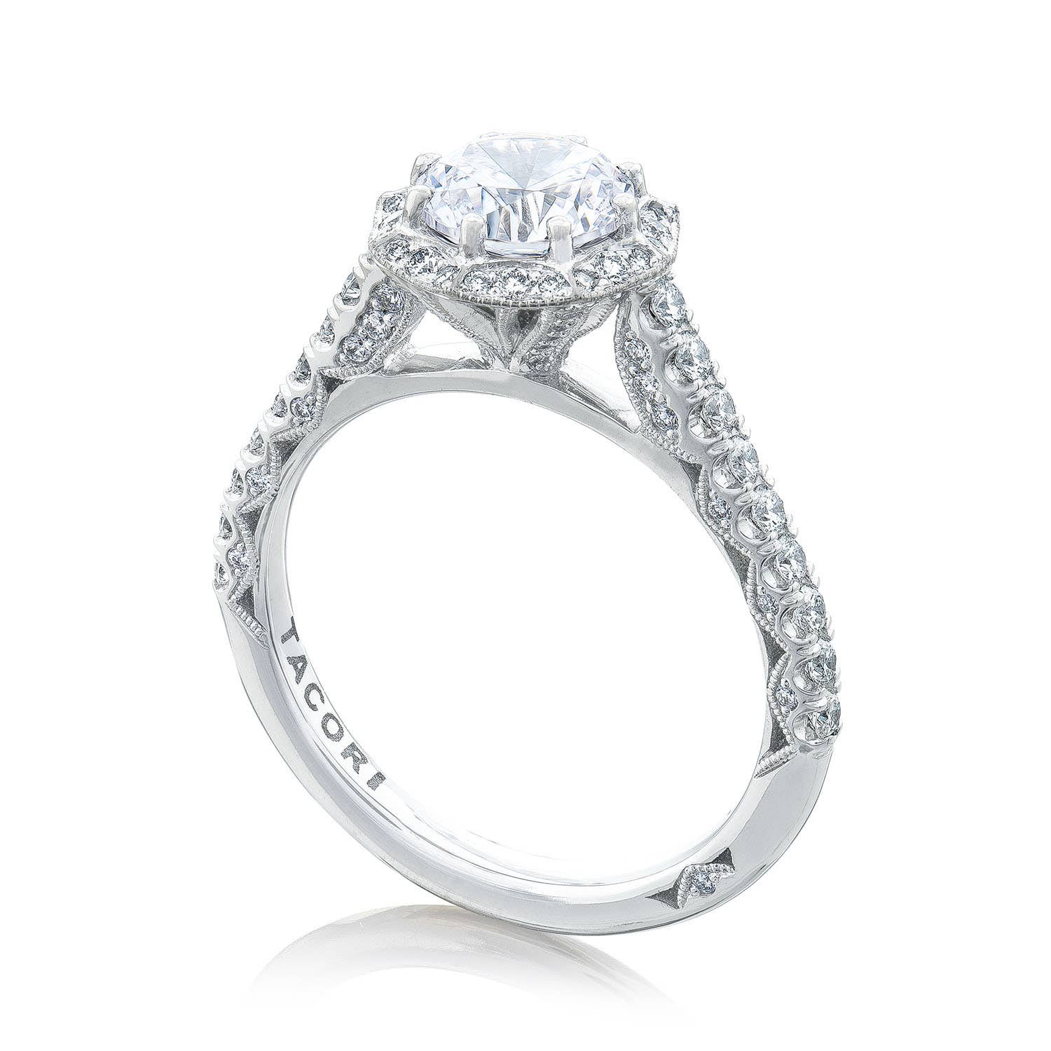 Petite Crescent | Round Bloom Engagement Ring HT2555RD65