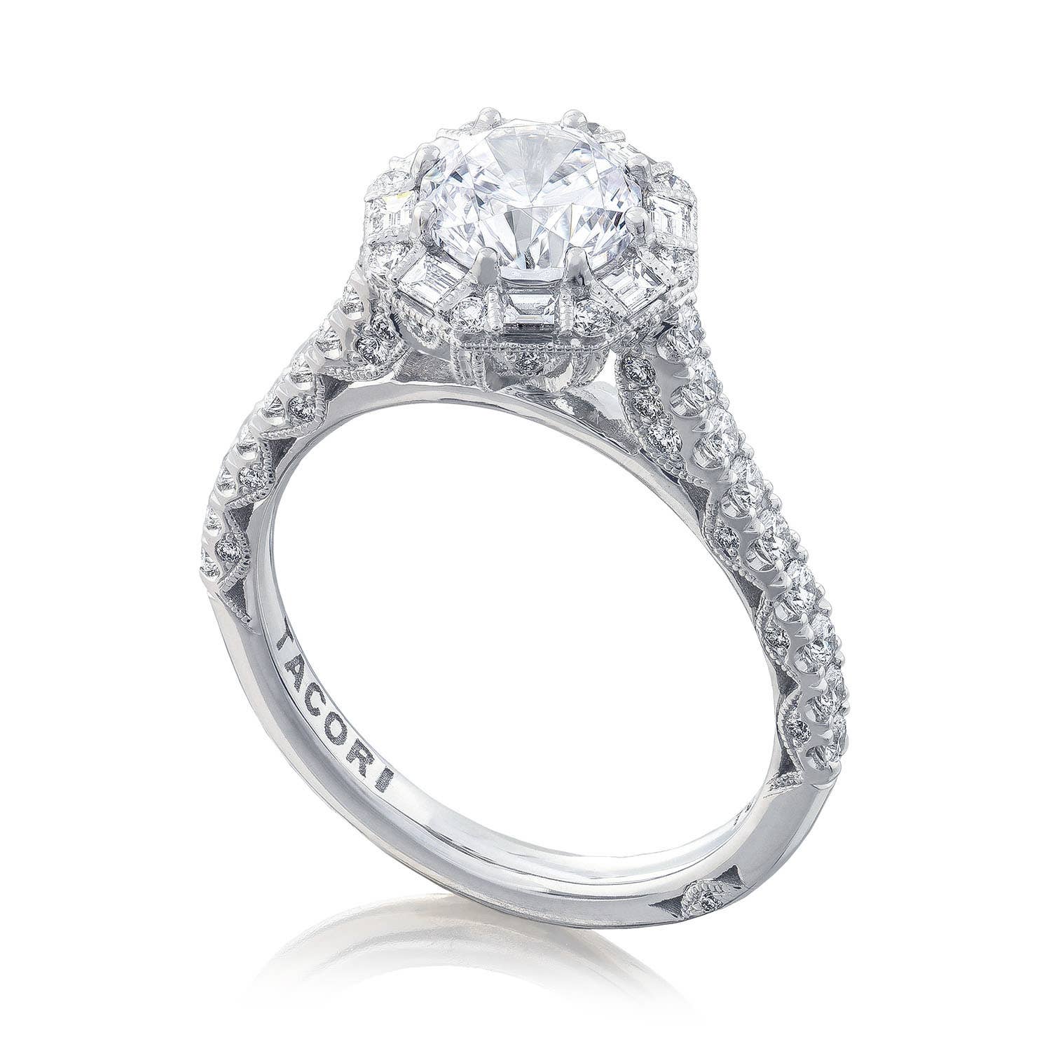 Petite Crescent | Round Bloom Engagement Ring HT2556RD65