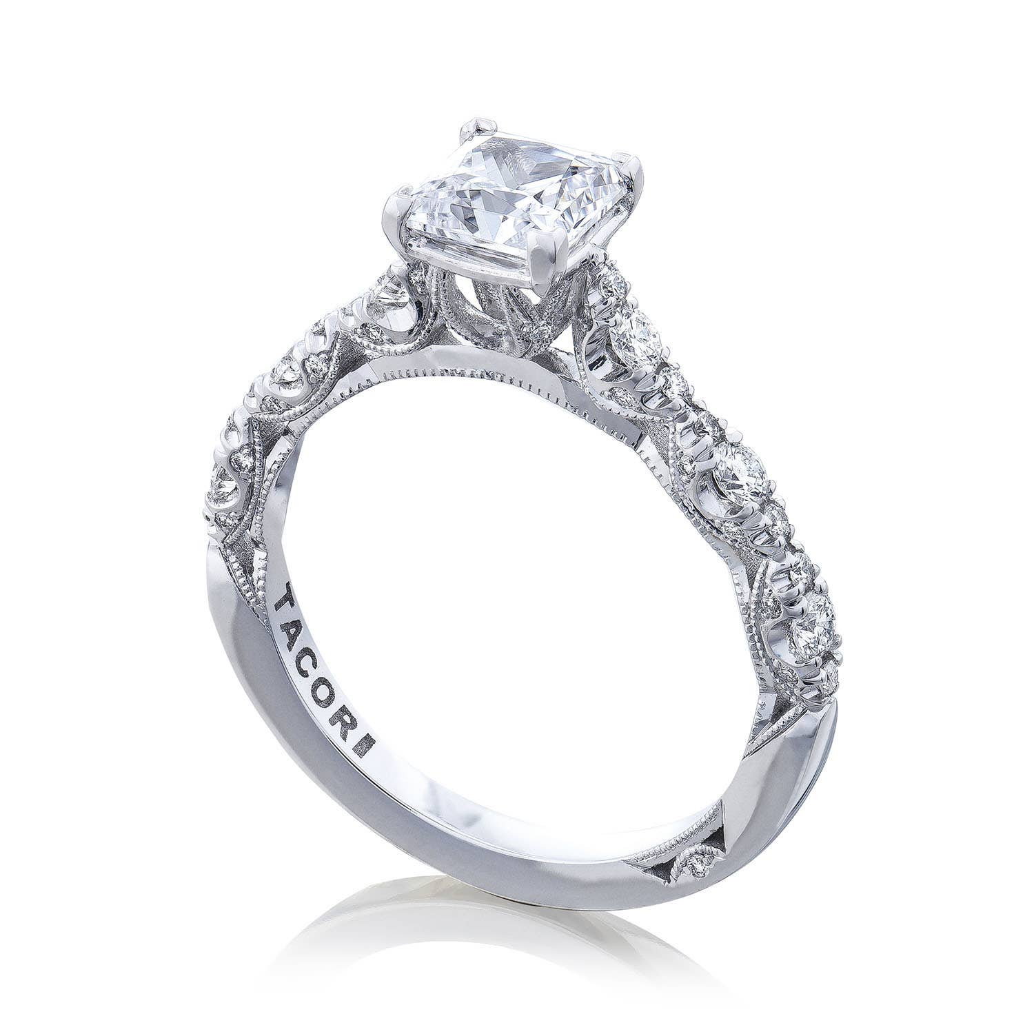 Petite Crescent | Princess Solitaire Engagement Ring HT2558PR55