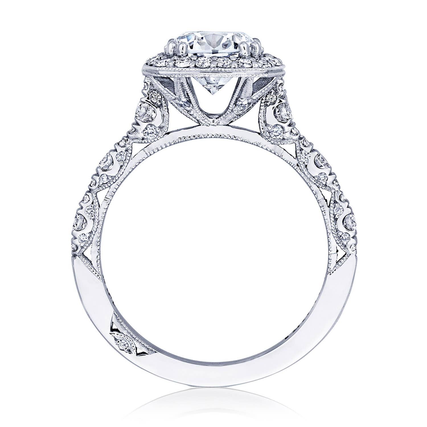 Petite Crescent | Round with Cushion Bloom Engagement Ring HT2560CU65