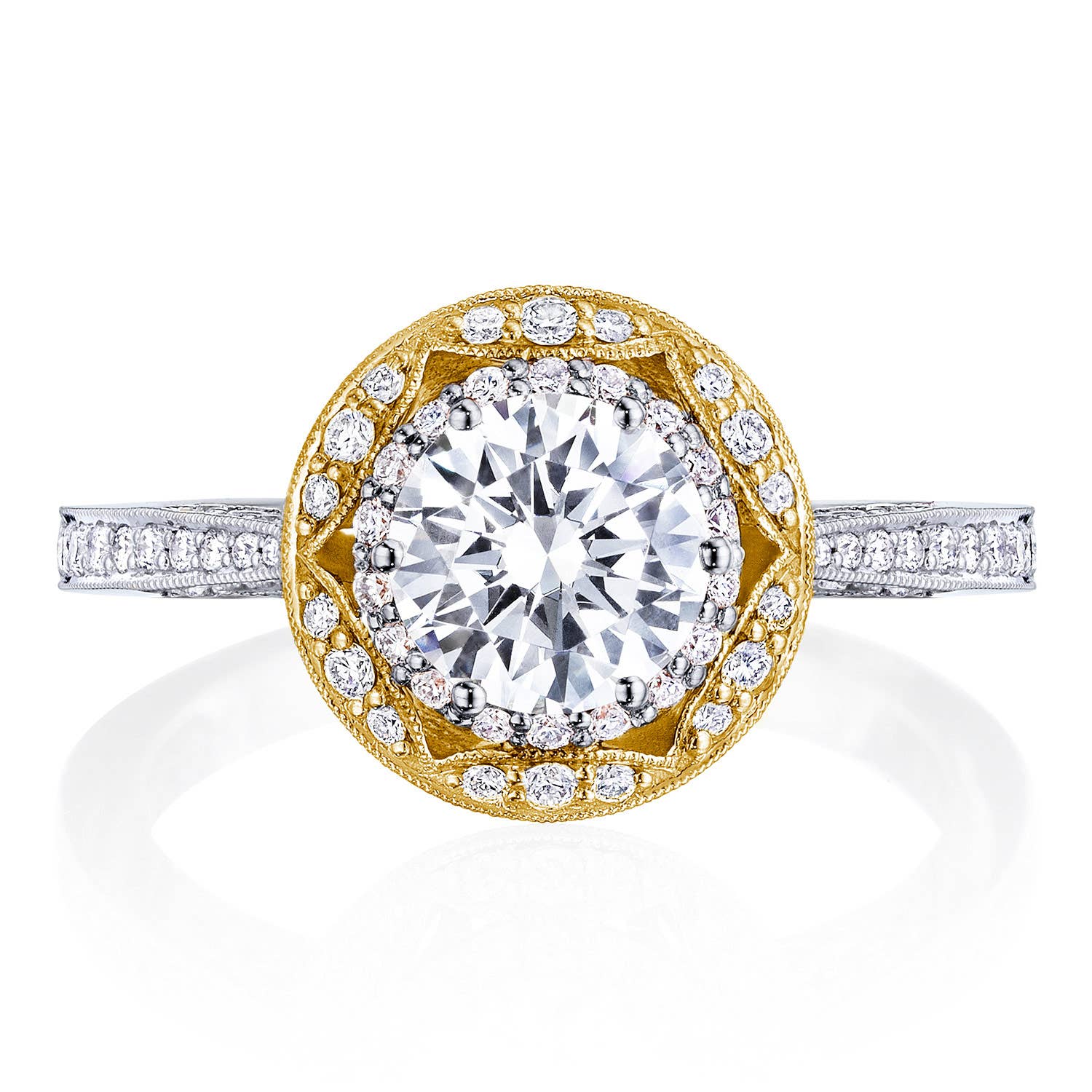 Crescent Chandelier | Round Bloom Engagement Ring HT2570RD65Y