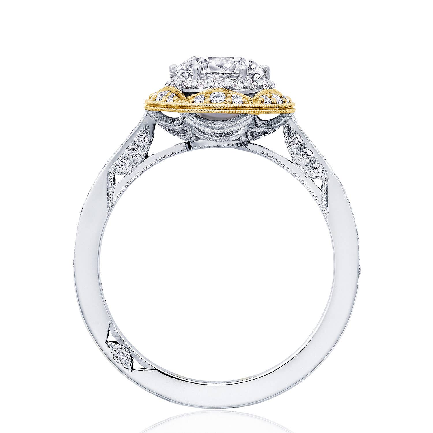 Crescent Chandelier | Round Bloom Engagement Ring HT2570RD65Y