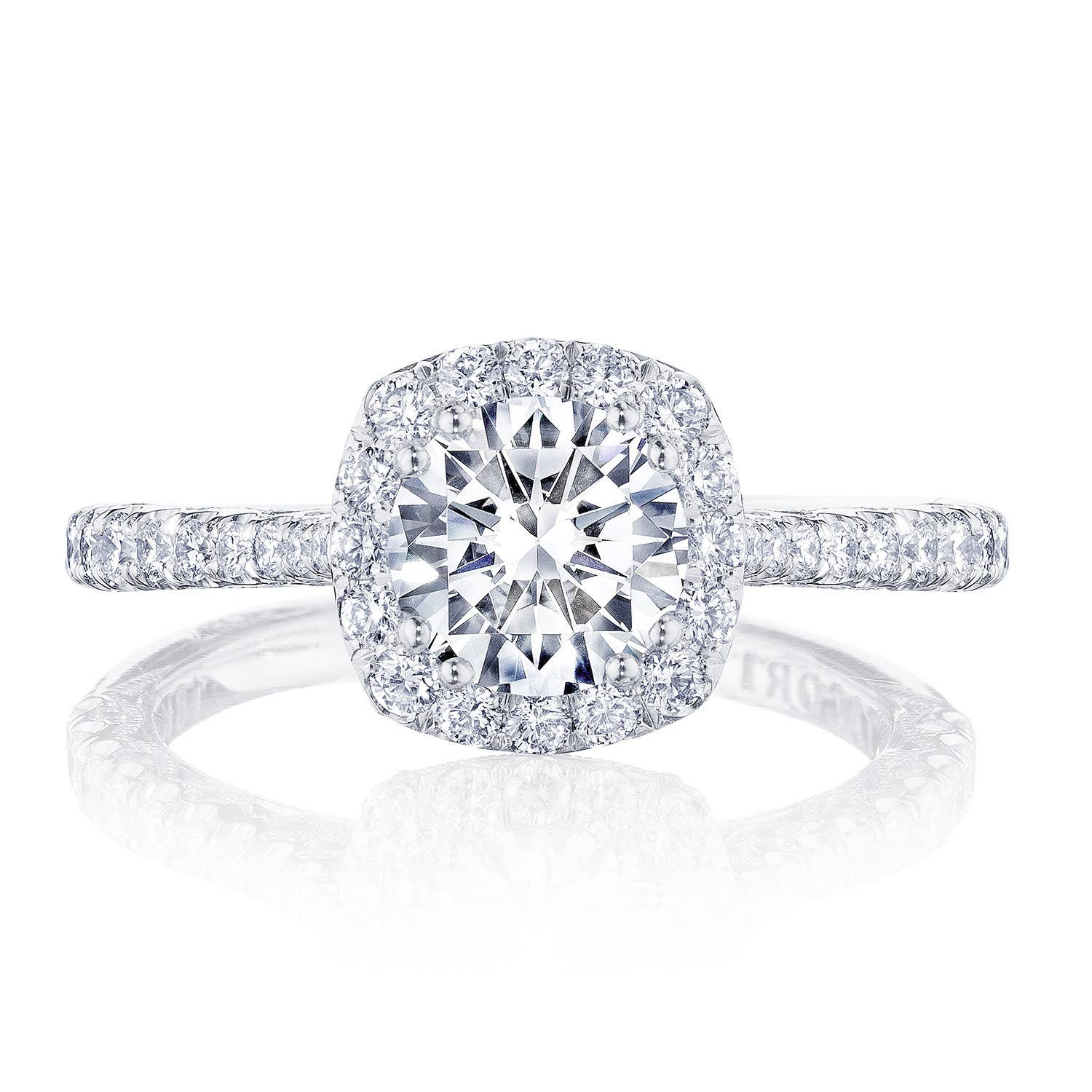 Petite Crescent | Round with Cushion Bloom Engagement Ring HT2571CU85
