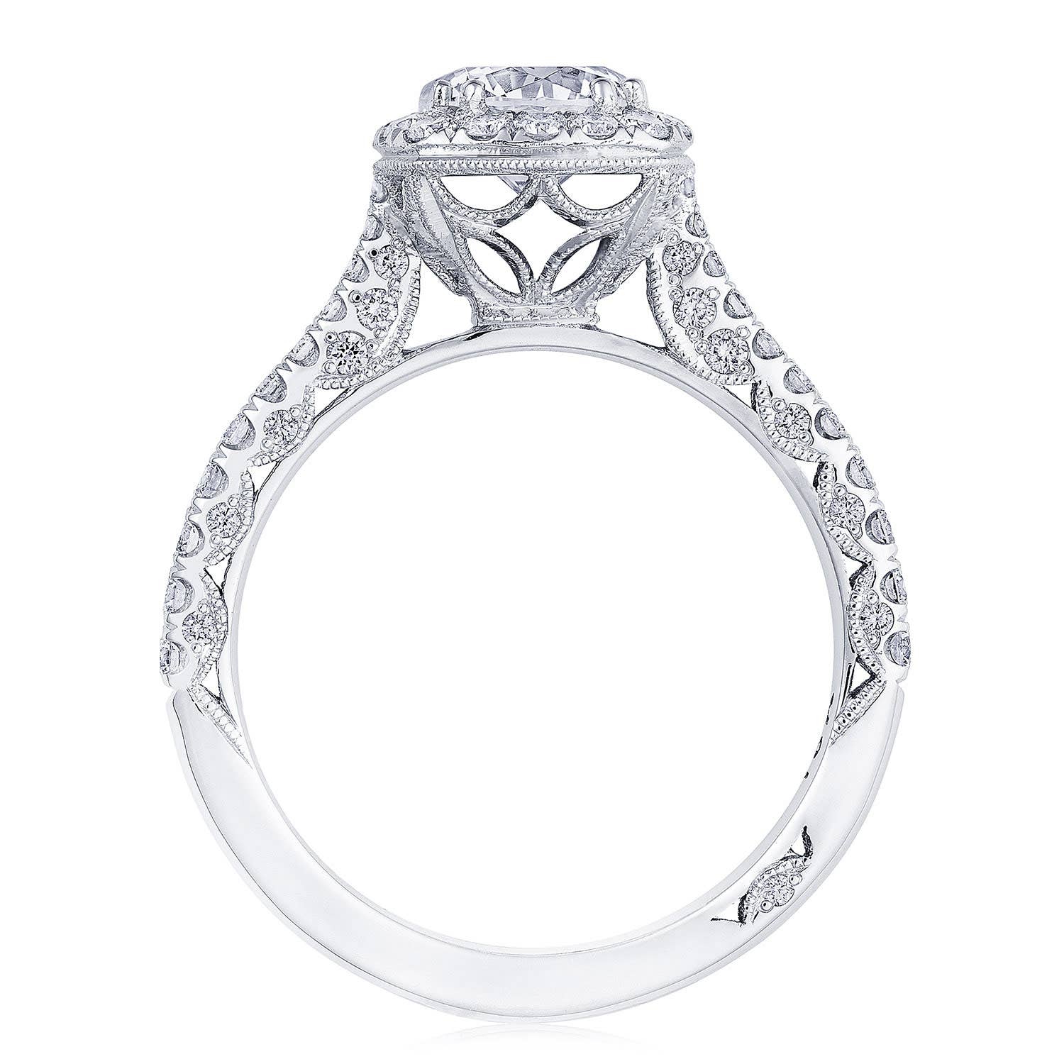 Petite Crescent | Round with Cushion Bloom Engagement Ring HT2571CU85