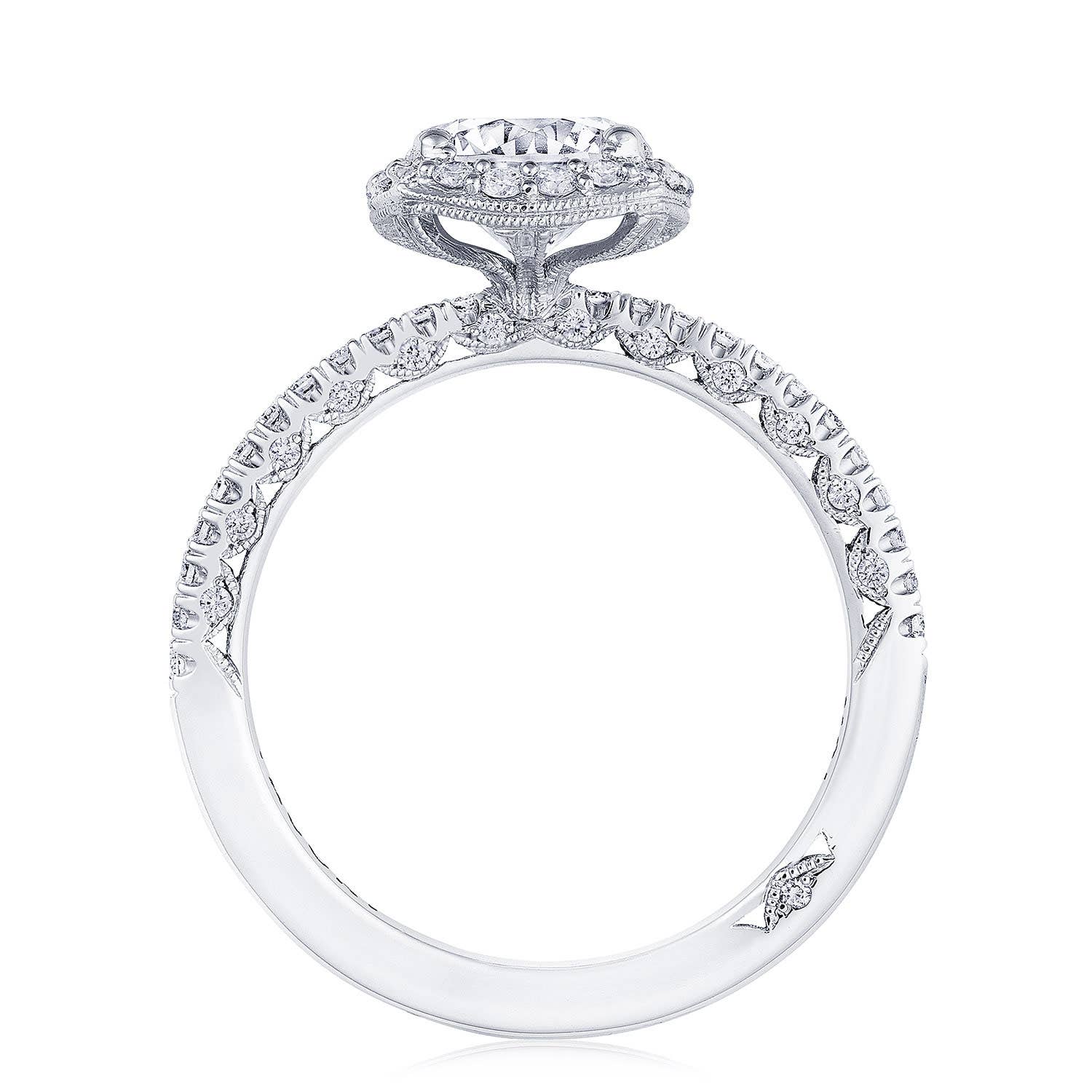 Petite Crescent | Round with Cushion Bloom Engagement Ring HT257215CU7Y