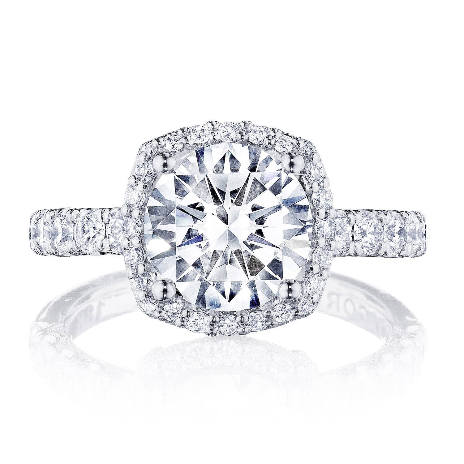 Petite Crescent | Round with Cushion Bloom Engagement Ring HT257225CU85Y