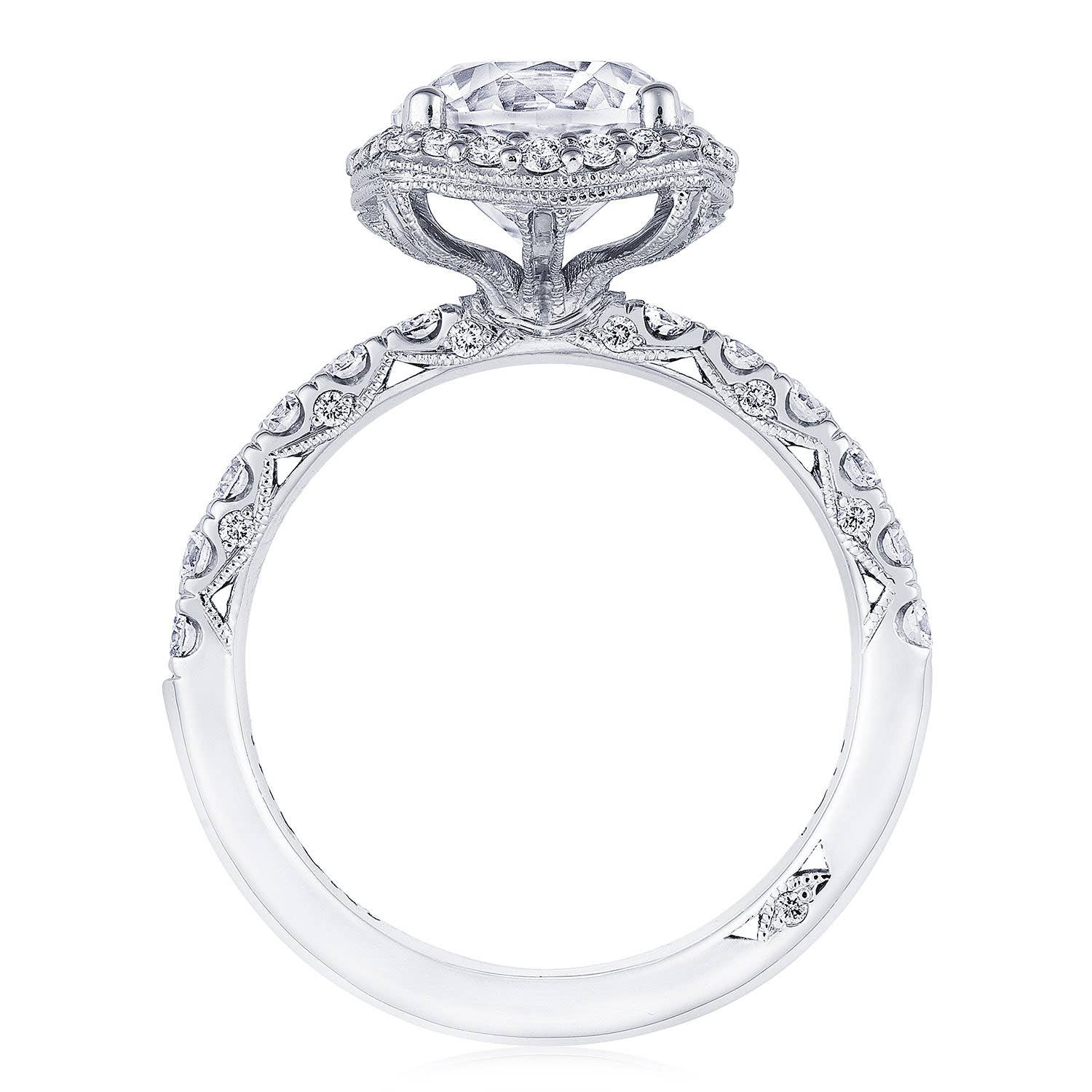 Petite Crescent | Round with Cushion Bloom Engagement Ring HT257225CU85Y