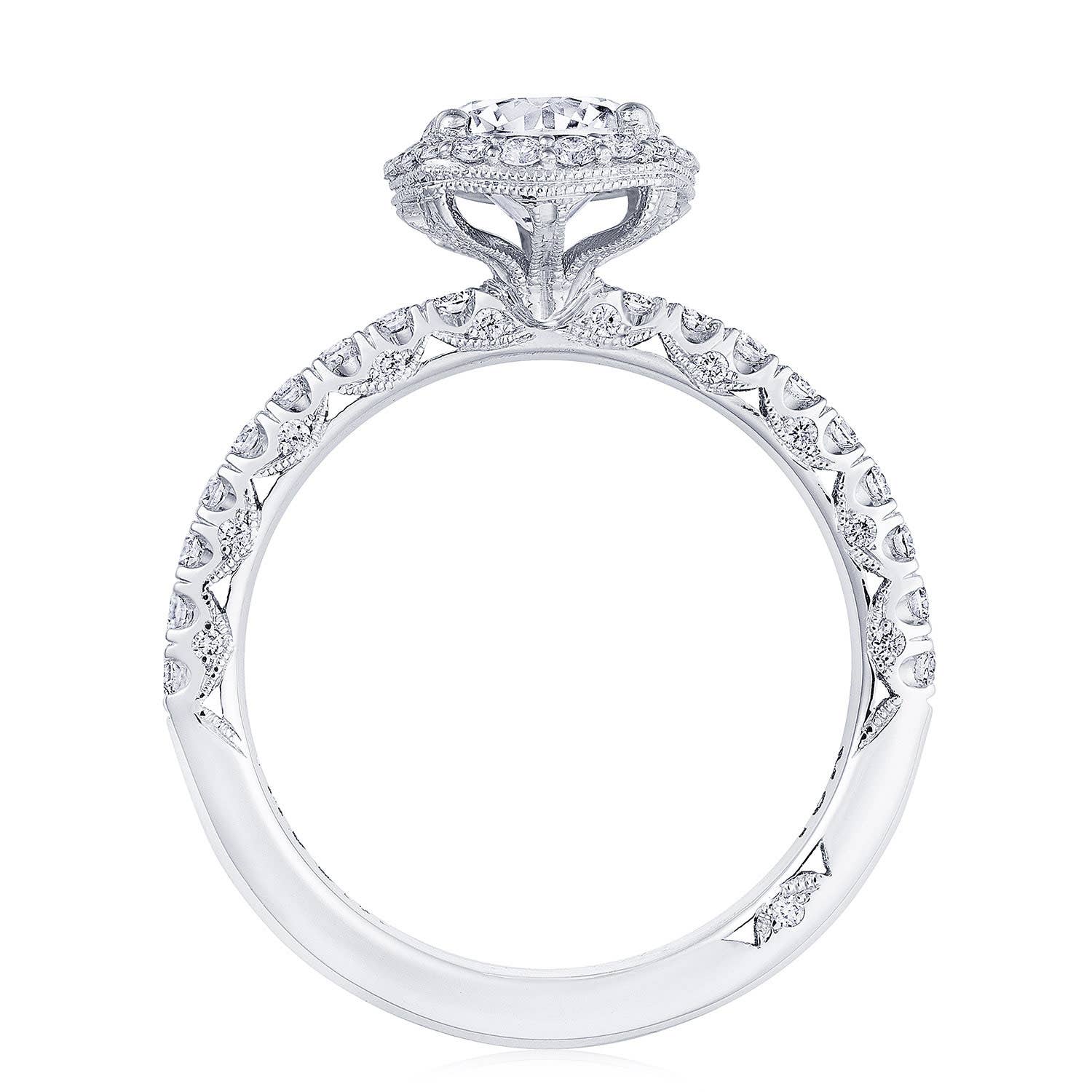 Petite Crescent | Round with Cushion Bloom Engagement Ring HT2572CU65W