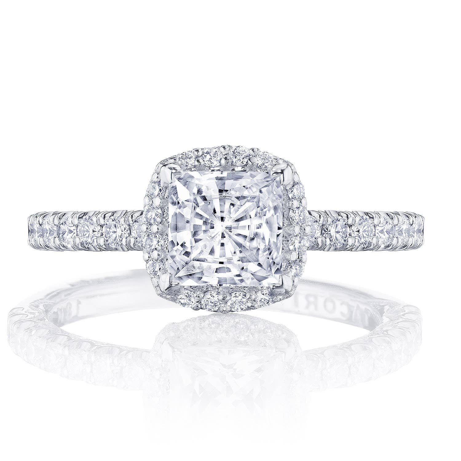 Petite Crescent | Princess with Cushion Bloom Engagement Ring HT2572PR55Y