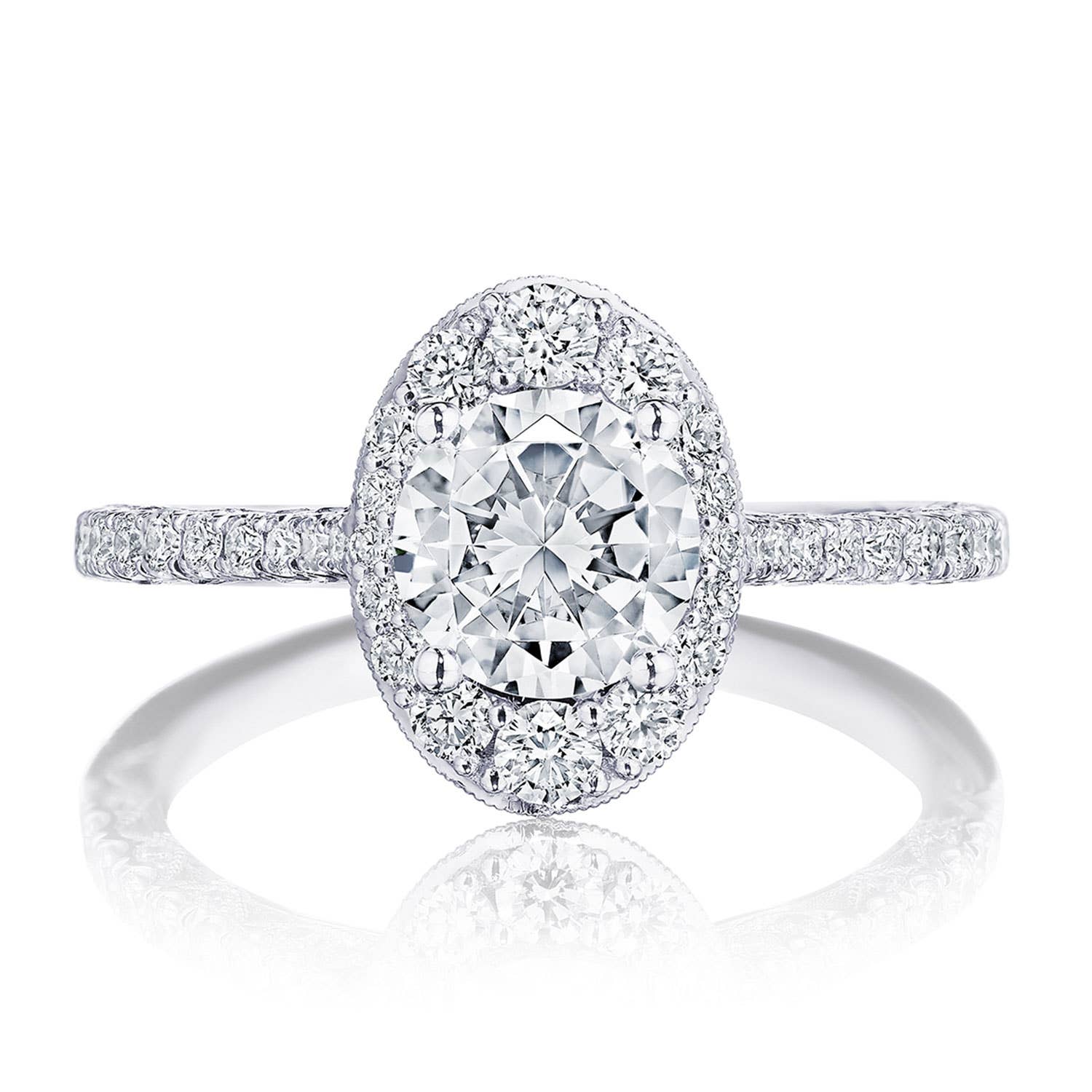 Petite Crescent | Round, Oval Bloom Engagement Ring HT2576RDOV65