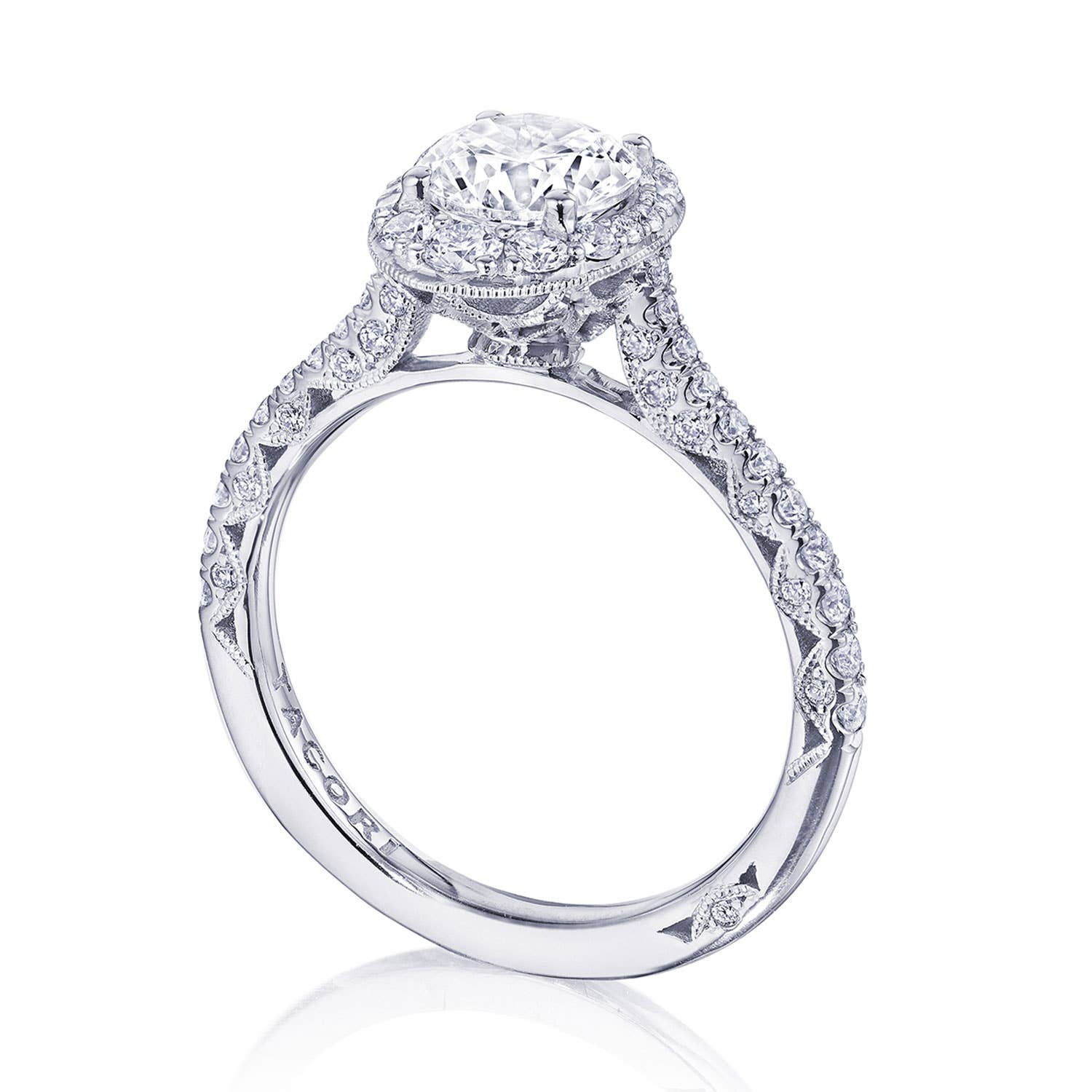 Petite Crescent | Round, Oval Bloom Engagement Ring HT2576RDOV65