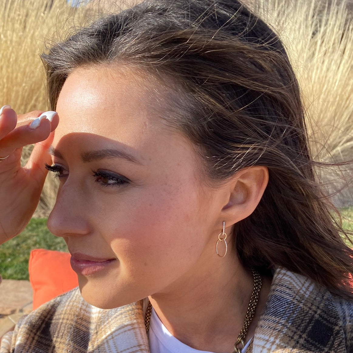 DOUBLE DIAMOND HOOP EARRINGS E10741