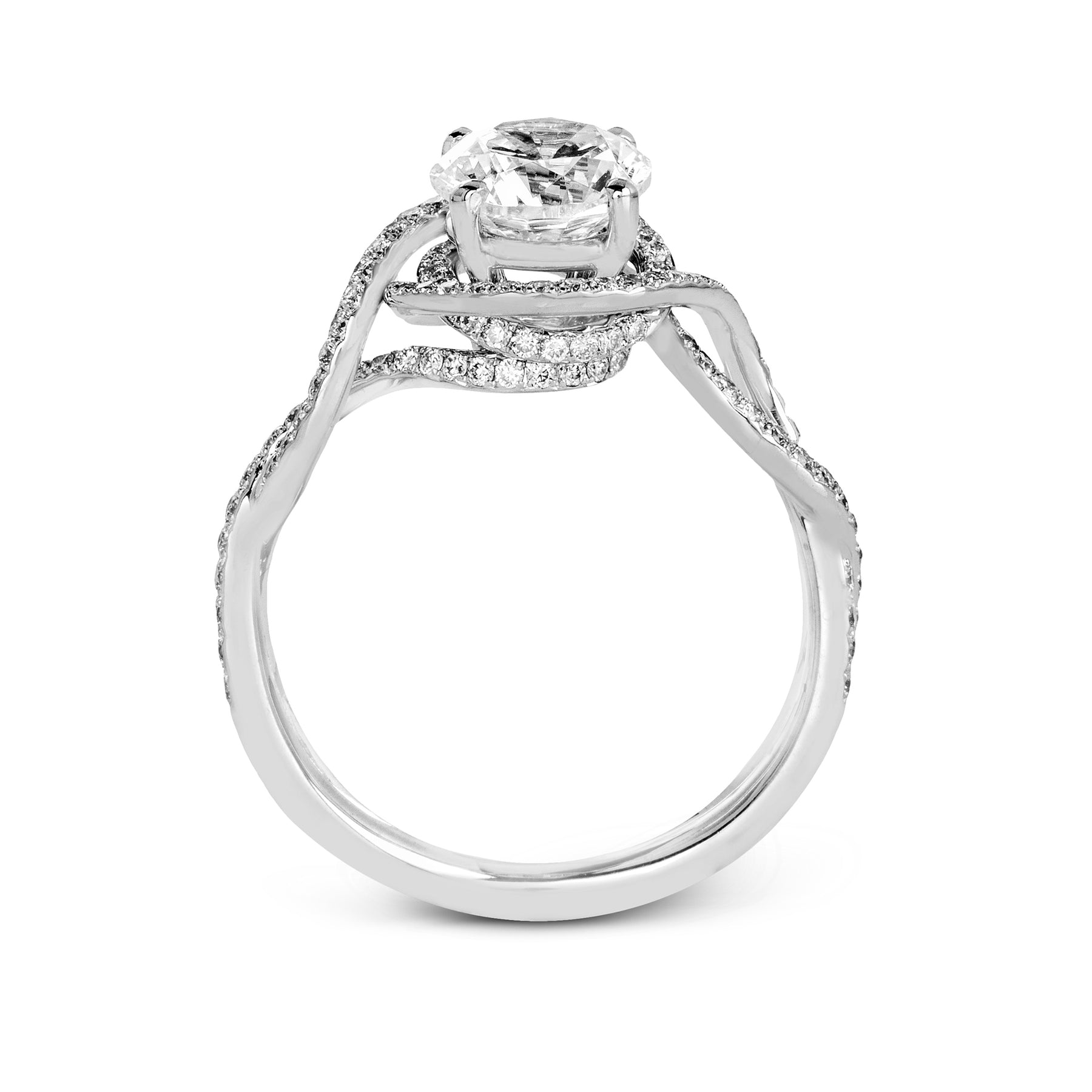 Round-Cut Criss-Cross Engagement Ring In 18k Gold With Diamonds LP2304