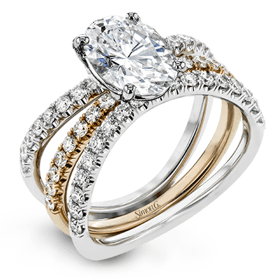 Oval-cut Engagement Ring & Matching Wedding Band in 18k Gold with Diamonds LR1083-OV
