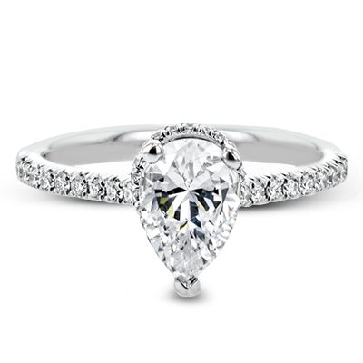 Pear-Cut Hidden Halo Engagement Ring In 18k Gold With Diamonds LR2342