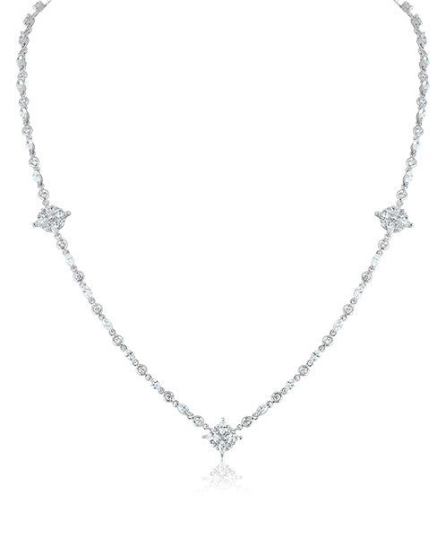 Marquise and Round 3 Station Necklace 505-JSA