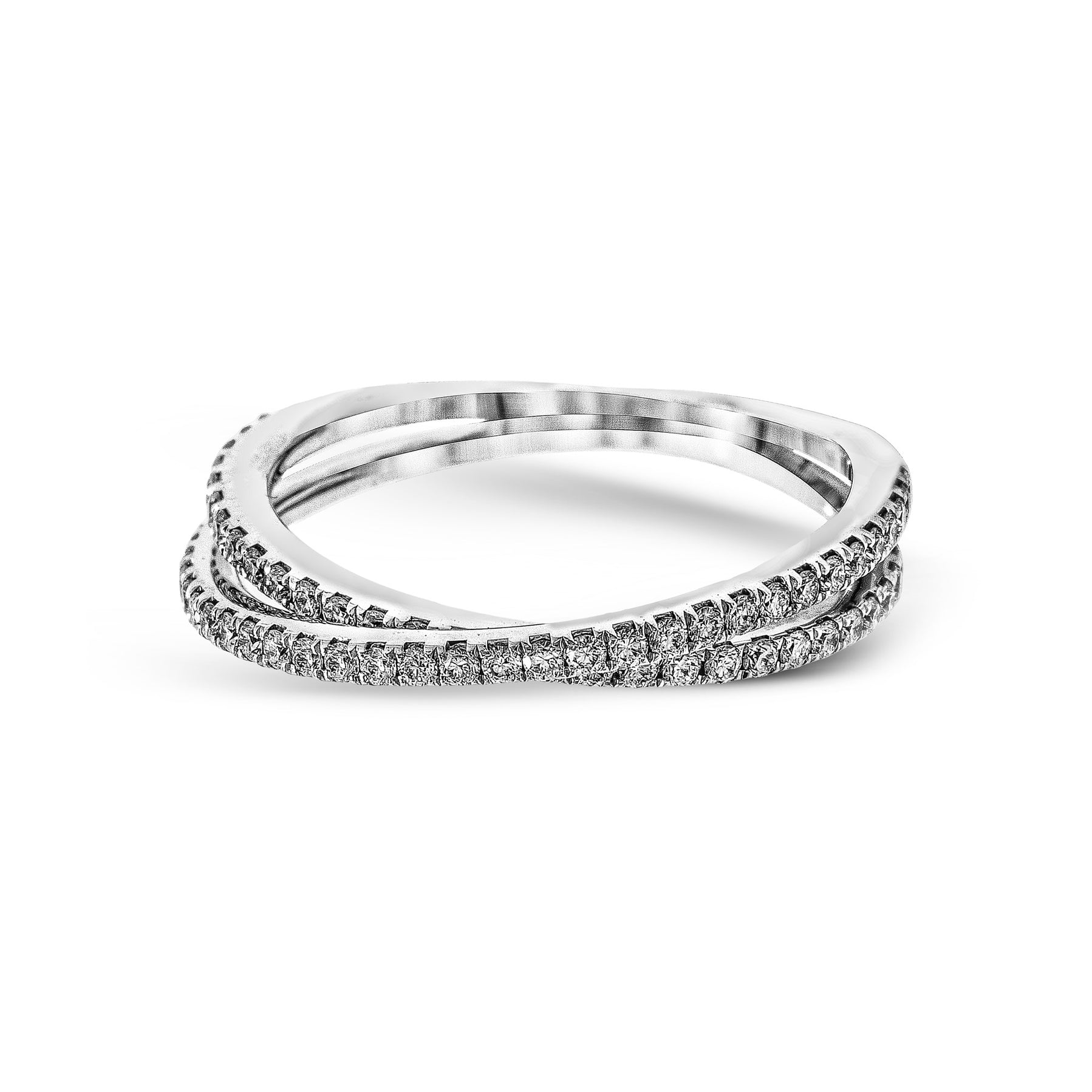 Criss-cross Wedding Band in 18k Gold with Diamonds MR1577-A-B