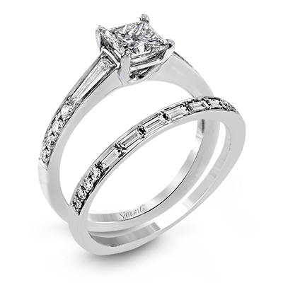 Princess-cut Engagement Ring & Matching Wedding Band in 18k Gold with Diamonds MR2220-PC
