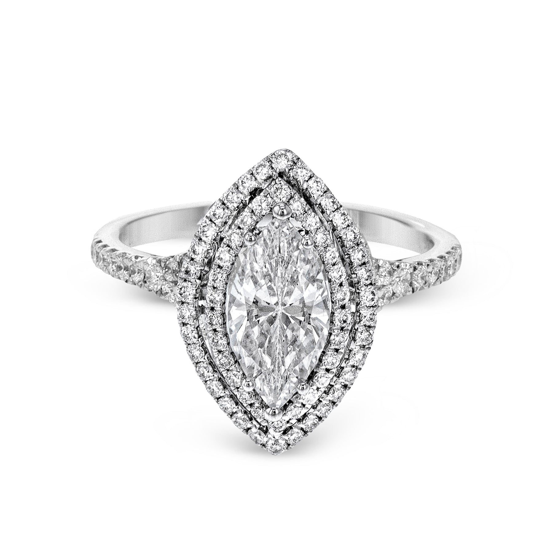 Marquise-Cut Double-Halo Engagement Ring In 18k Gold With Diamonds MR2884-MQ