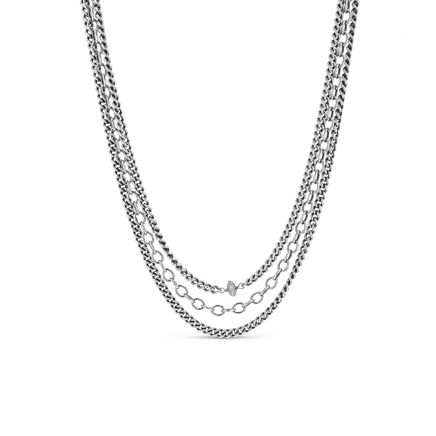 Strength, Beauty, and Power Triple Layer Chain Necklace  N0001884 - TBird