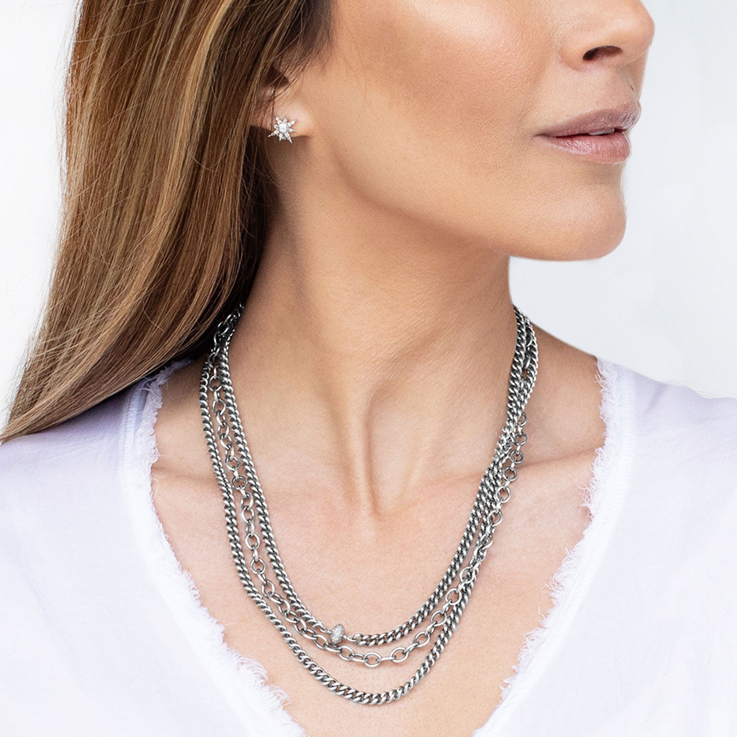 Strength, Beauty, and Power Triple Layer Chain Necklace  N0001884 - TBird