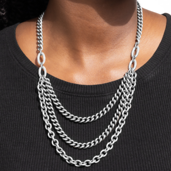 Montecito Nights Diamond Links Draped Chain Necklace N0003200 - TBird
