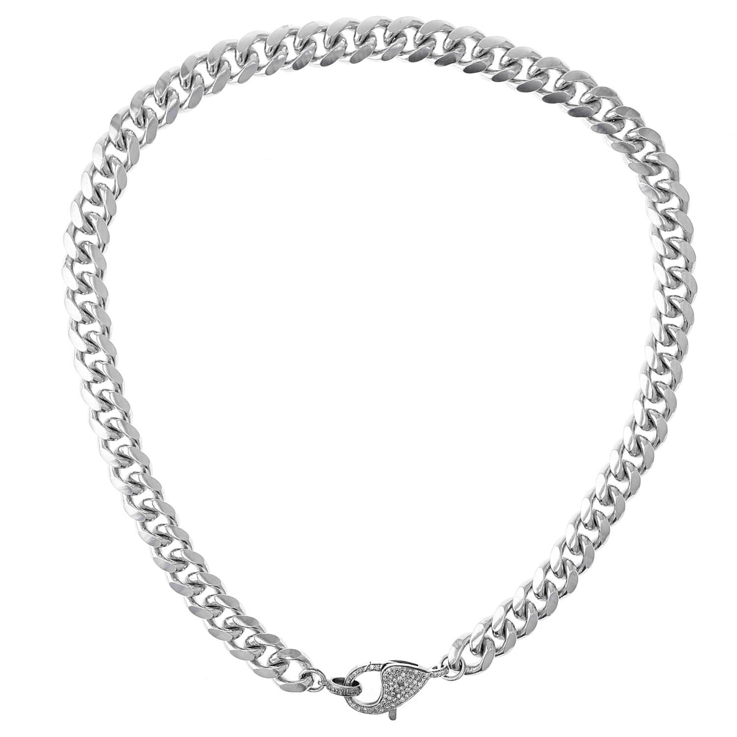 Chunky Miami Link Chain Necklace with Diamond Clasp - 18"  N0003331 - TBird