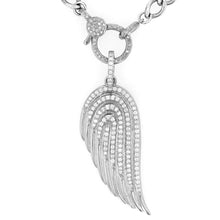 Diamond Angel Wing Pendant on Curb Chain Necklace - 17