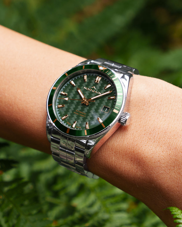 NORQAIN Adventure Sport 37mm Green and Gold Watch
